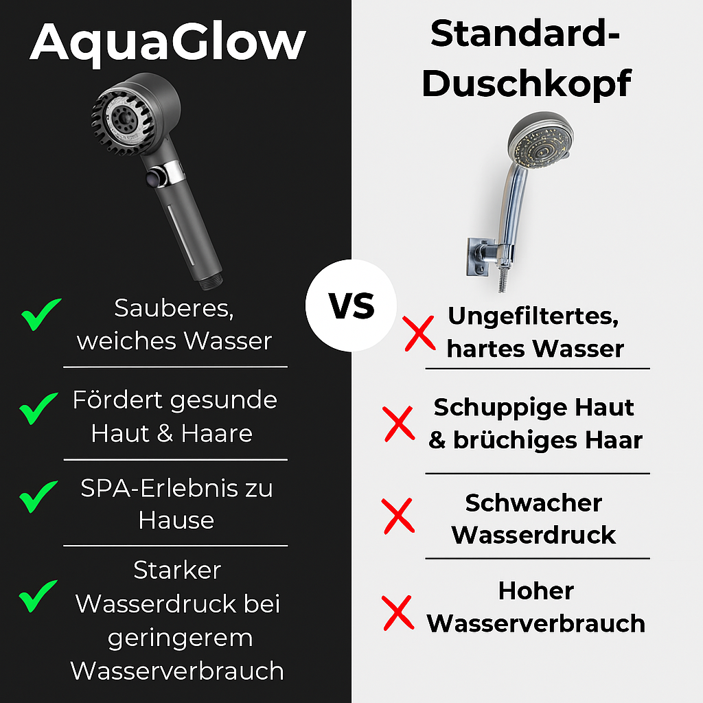 AquaGlow Duschkopf – Mit Filtertechnologie für schöne Haut & gepflegtes Haar